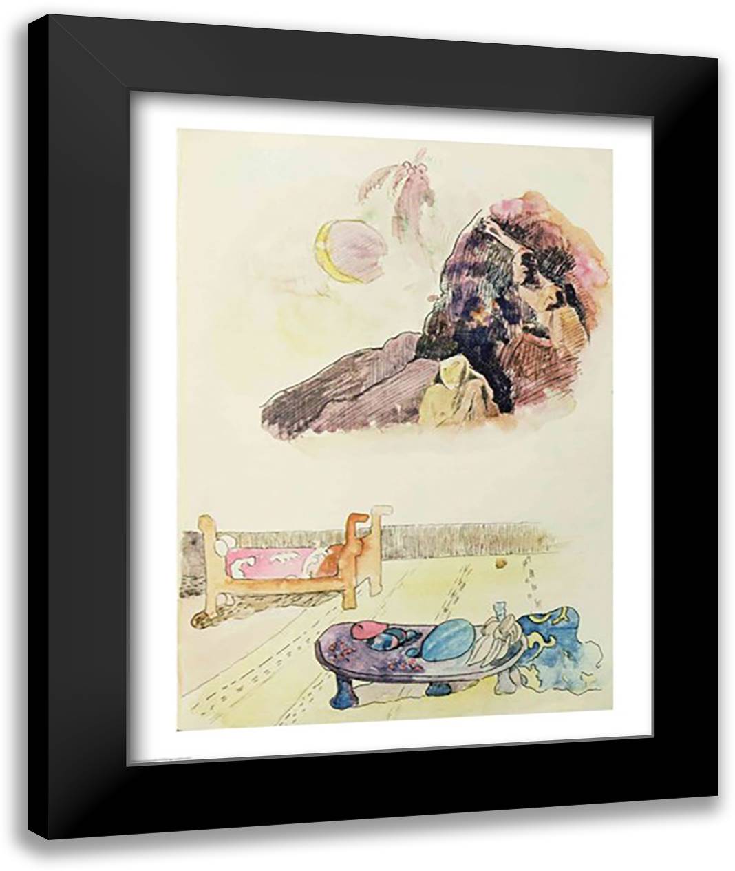 Page from 'Noa Noa', 1893-94 22x28 Black Modern Wood Framed Art Print Poster by Gauguin, Paul