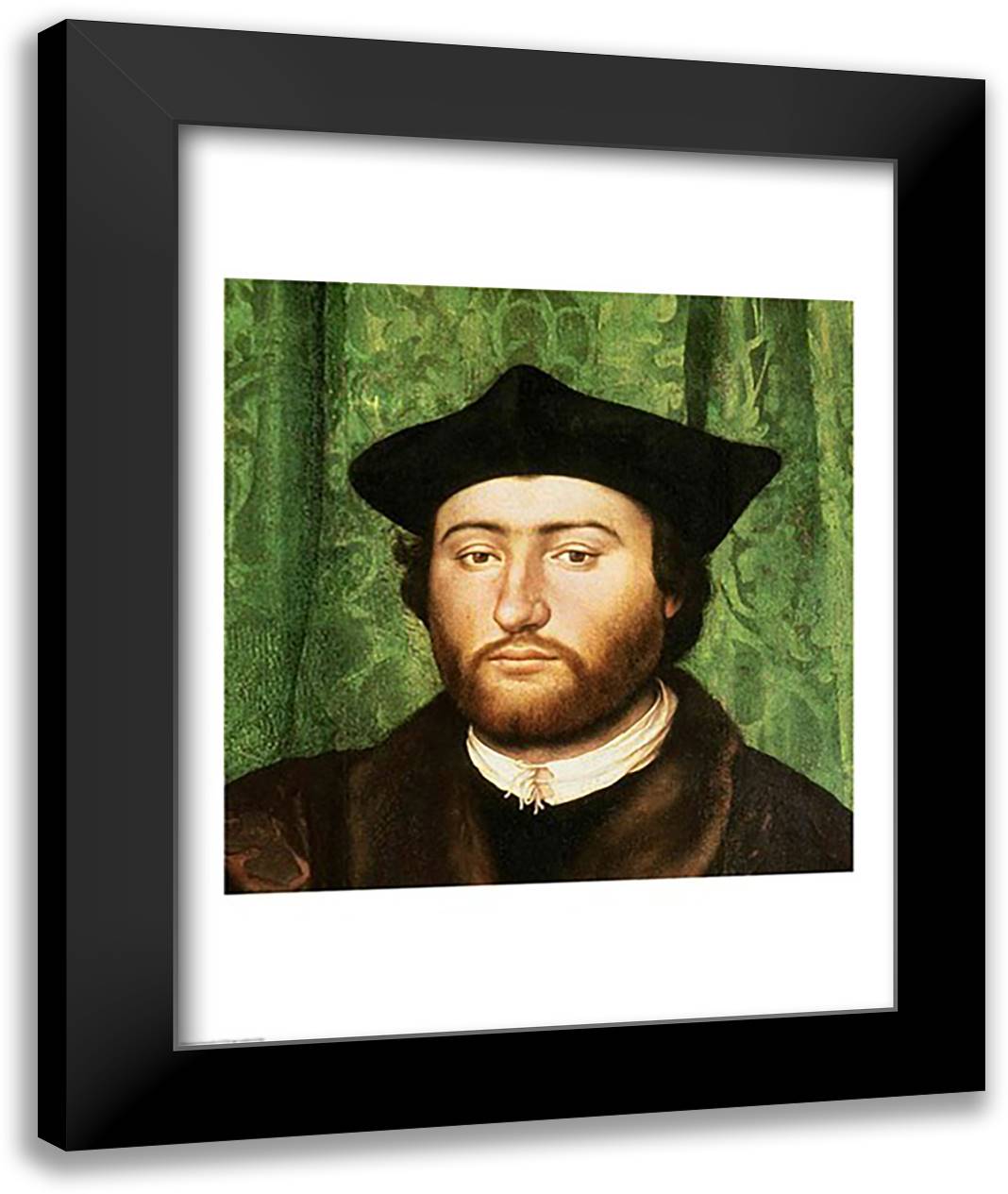 The Ambassadors, 1533, Detail 22x28 Black Modern Wood Framed Art Print Poster by Holbein, Hans