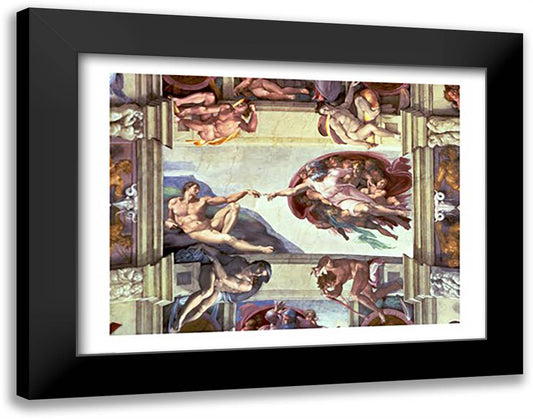 Sistine Chapel Ceiling: Creation of Adam, 1510 28x22 Black Modern Wood Framed Art Print Poster by Michelangelo