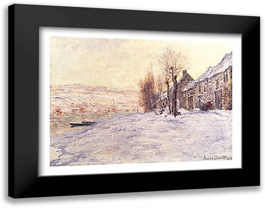 Lavacourt under Snow, c.1878-81 28x22 Black Modern Wood Framed Art Print Poster by Monet, Claude