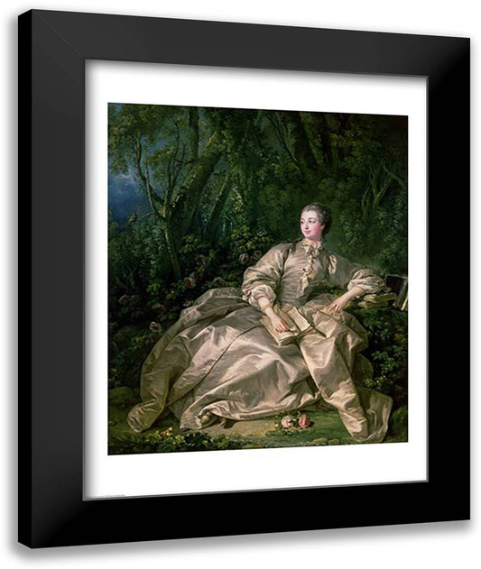 Madame de Pompadour, 1758 22x28 Black Modern Wood Framed Art Print Poster by Boucher, Francois