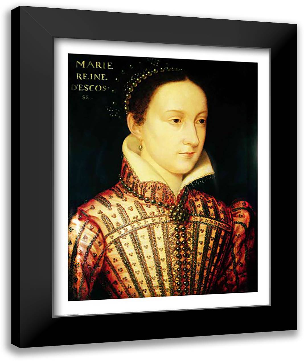 Miniature of Mary Queen of Scots, c.1560 22x28 Black Modern Wood Framed Art Print Poster by Clouet, Francois