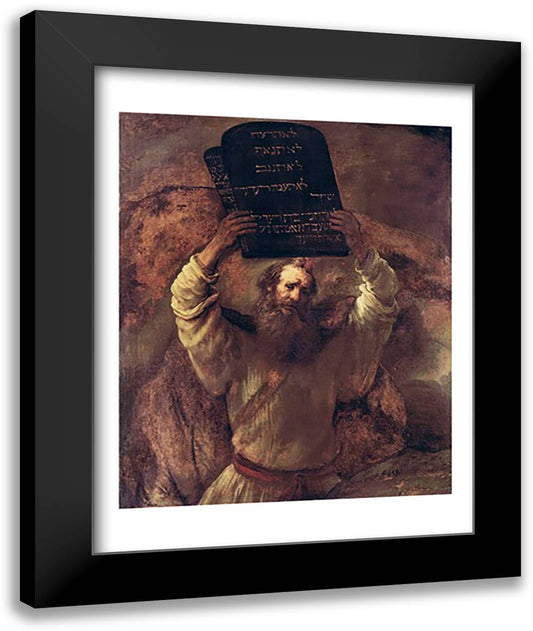 Moses Smashing the Tablets of the Law, 1659 22x28 Black Modern Wood Framed Art Print Poster by Rembrandt