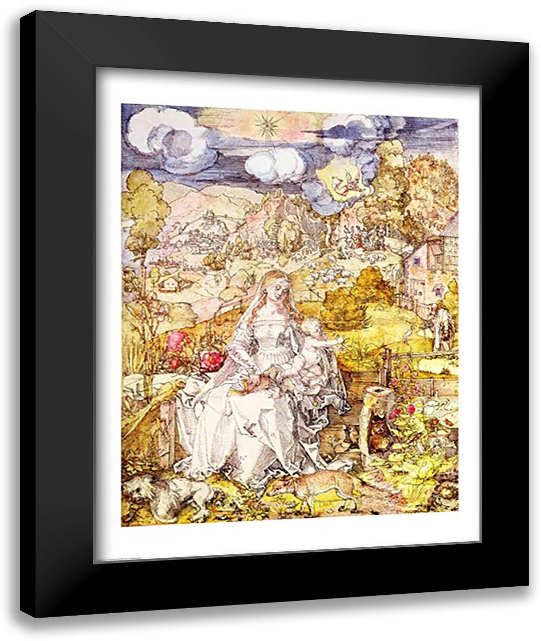 Madonna and Child 22x28 Black Modern Wood Framed Art Print Poster by Durer, Albrecht
