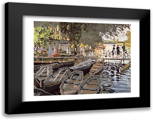 Bathers at La Grenouillere, 1869 28x22 Black Modern Wood Framed Art Print Poster by Monet, Claude