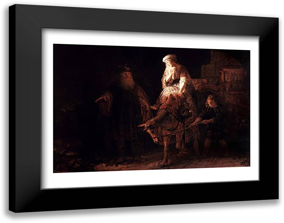 The Departure of the Shemanite Wife 28x22 Black Modern Wood Framed Art Print Poster by Rembrandt