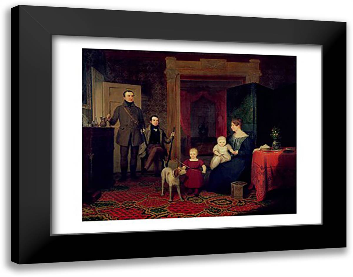 Portrait of the Van Cortland Family, c.1830 28x22 Black Modern Wood Framed Art Print Poster