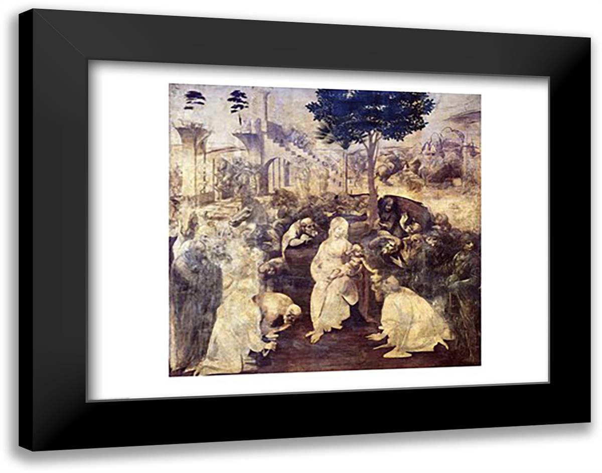 The Adoration of the Magi, 1481-2 28x22 Black Modern Wood Framed Art Print Poster by da Vinci, Leonardo