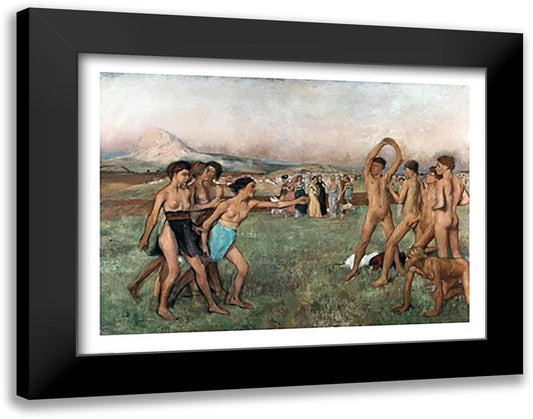 Young Spartans Exercising, c.1860 28x22 Black Modern Wood Framed Art Print Poster by Degas, Edgar