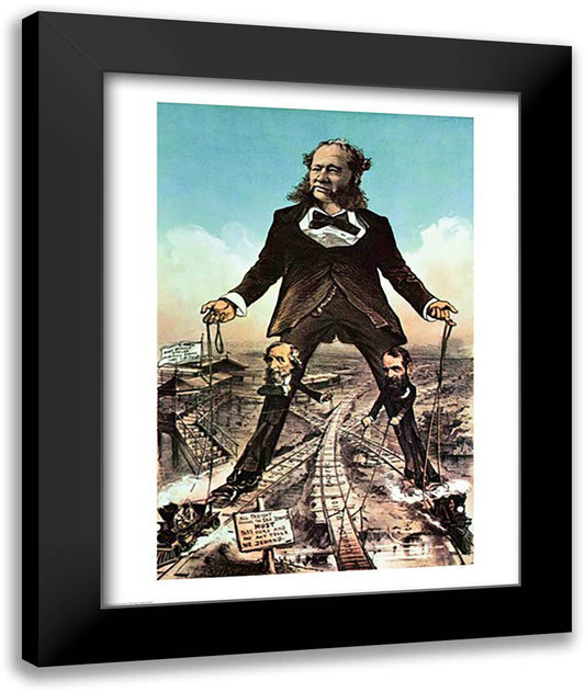 W.H. Vanderbilt as a 'Colossus of Roads' 22x28 Black Modern Wood Framed Art Print Poster