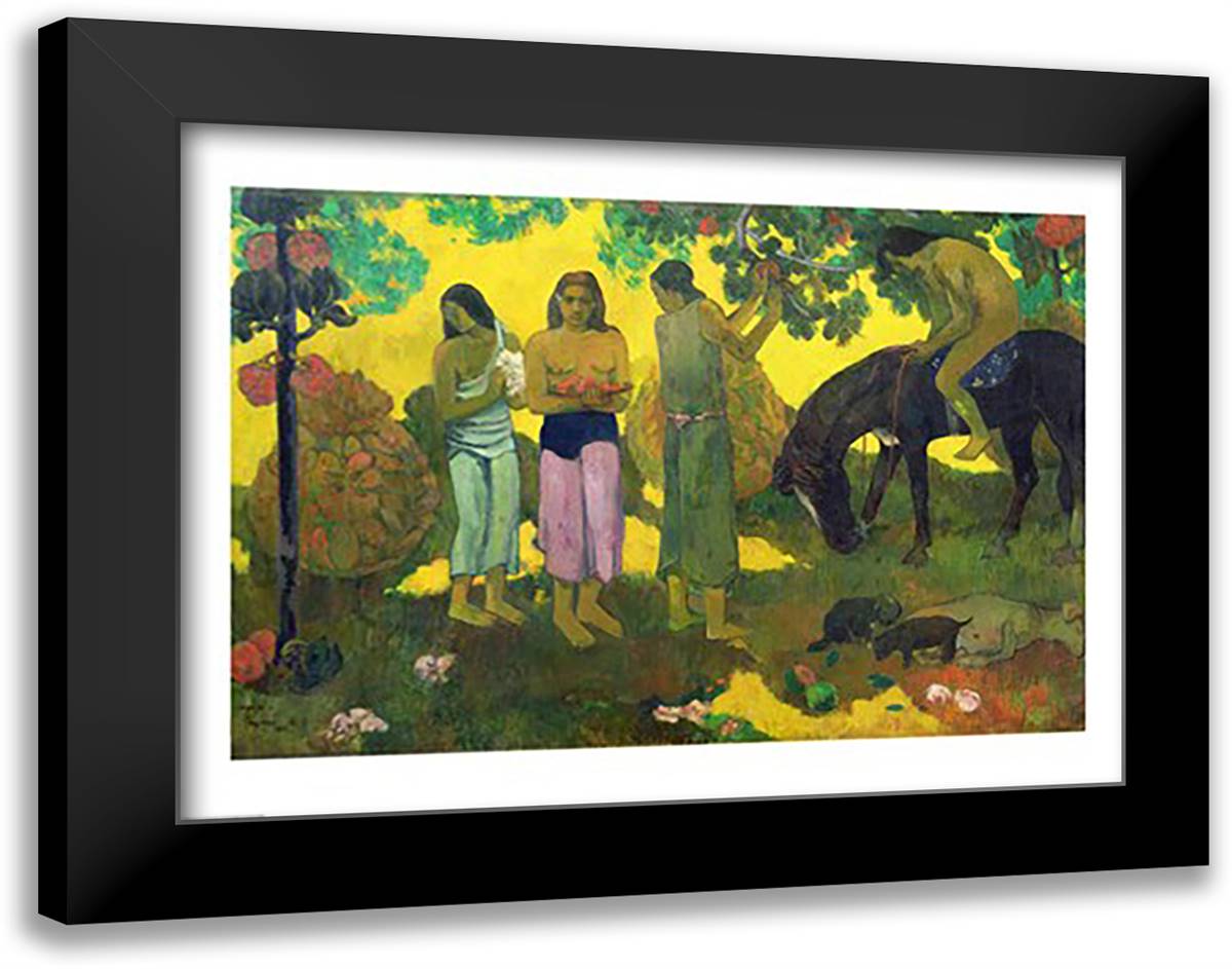 Rupe Rupe (Fruit Gathering), 1899 28x22 Black Modern Wood Framed Art Print Poster by Gauguin, Paul
