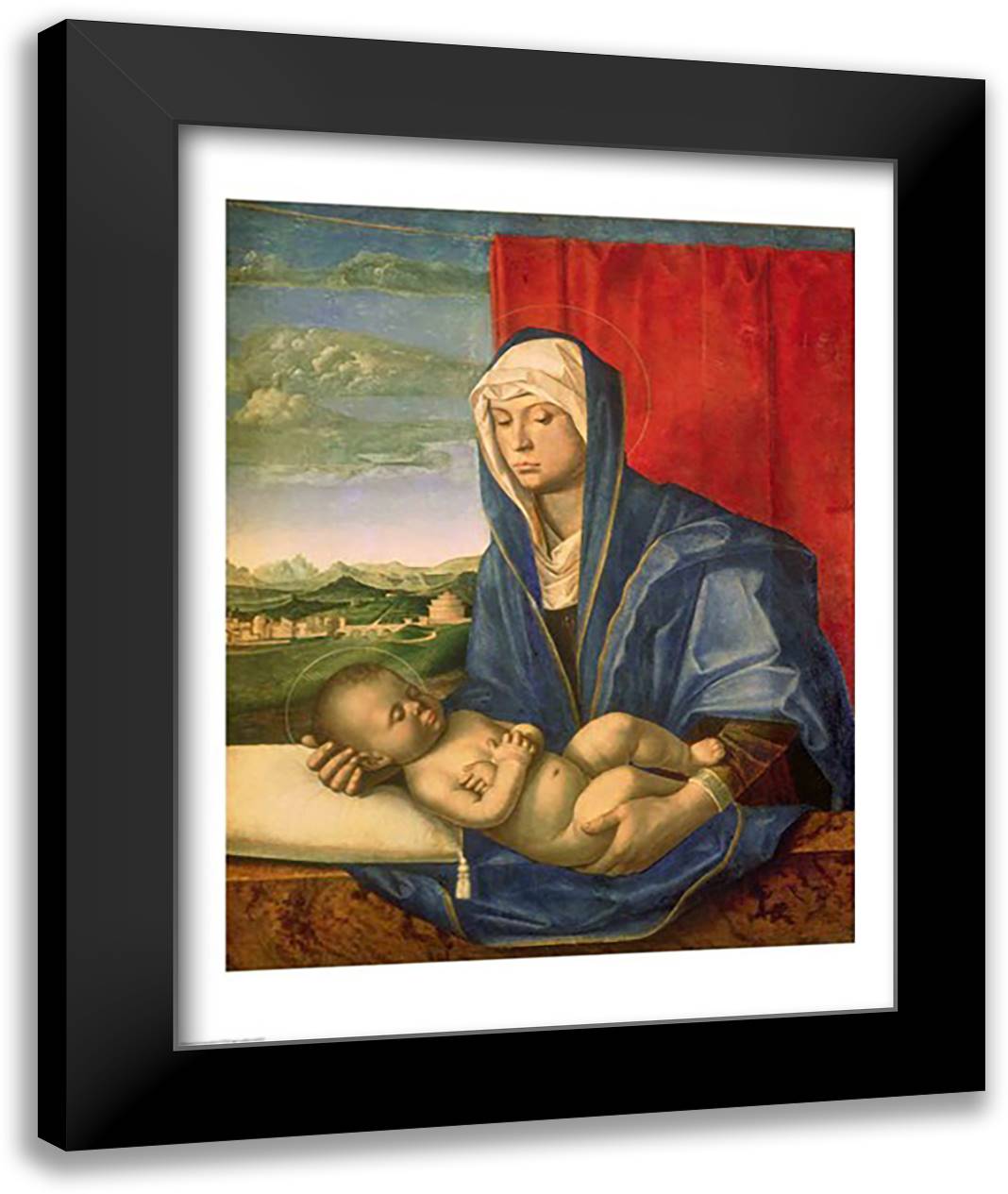 Virgin and Child 22x28 Black Modern Wood Framed Art Print Poster by Bellini, Giovanni