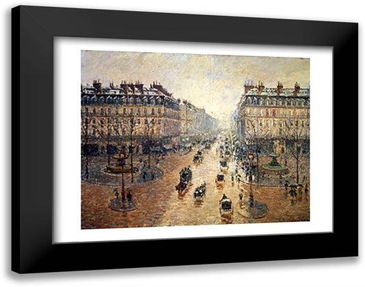 Avenue de L'Opera, Paris, 1898 28x22 Black Modern Wood Framed Art Print Poster by Pissarro, Camille