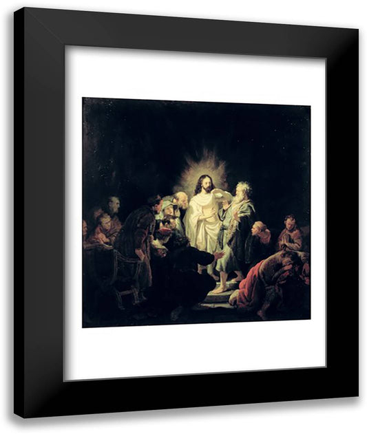 The Incredulity of St. Thomas 22x28 Black Modern Wood Framed Art Print Poster by Rembrandt