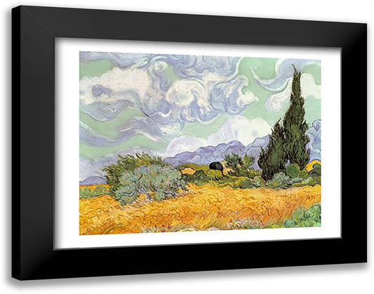 Wheatfield with Cypresses, 1889 28x22 Black Modern Wood Framed Art Print Poster by Van Gogh, Vincent
