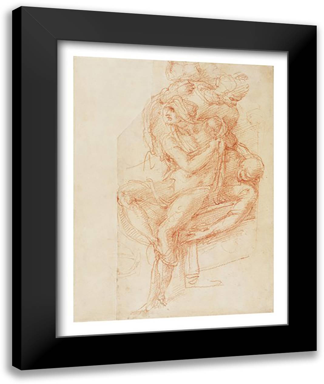 Study of Lazarus and two Attendant Figure 22x28 Black Modern Wood Framed Art Print Poster by Michelangelo