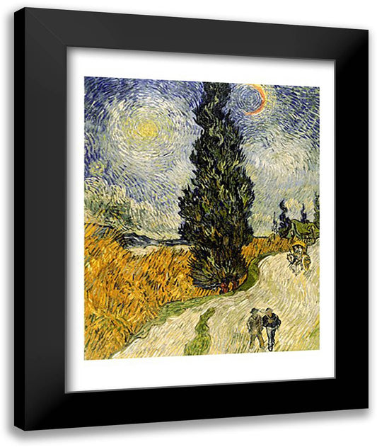 Road with Cypresses, 1890 22x28 Black Modern Wood Framed Art Print Poster by Van Gogh, Vincent