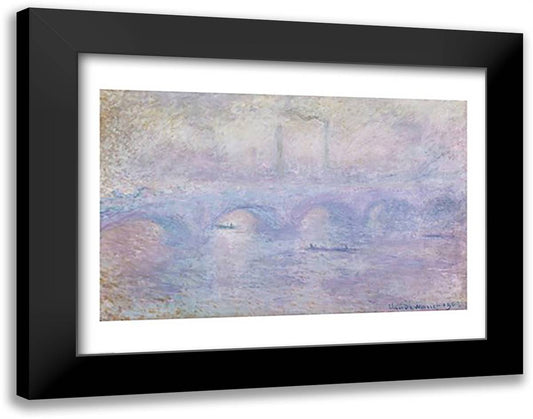 Waterloo Bridge: Effect of the Mist, 1903 28x22 Black Modern Wood Framed Art Print Poster by Monet, Claude