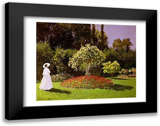 Jeanne Marie Lecadre in the Garden, 1866 28x22 Black Modern Wood Framed Art Print Poster by Monet, Claude
