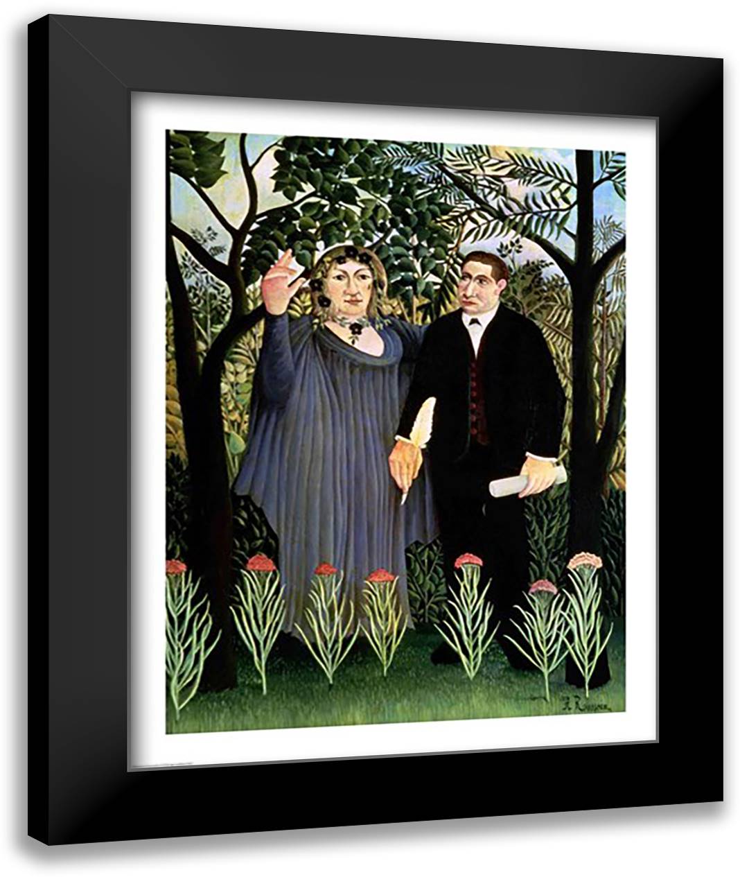 The Muse Inspiring the Poet 22x28 Black Modern Wood Framed Art Print Poster by Rousseau, Henri