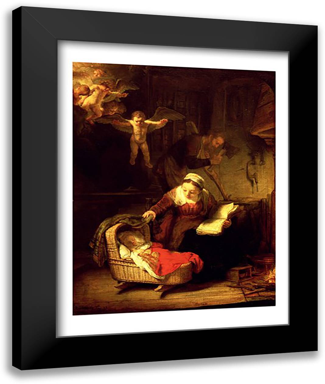 The Holy Family, c.1645 22x28 Black Modern Wood Framed Art Print Poster by Rembrandt