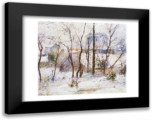 Garden under Snow, 1879 28x22 Black Modern Wood Framed Art Print Poster by Gauguin, Paul