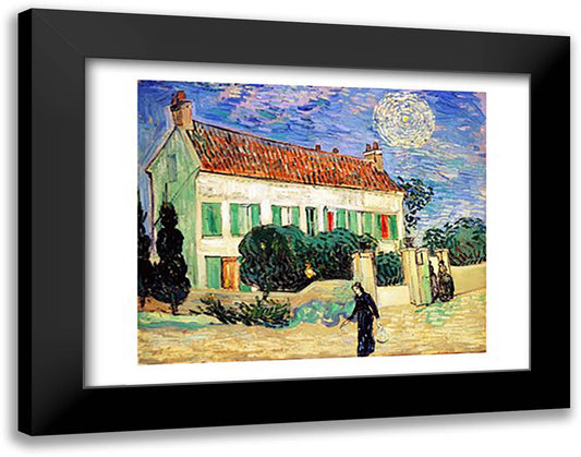 White House at Night, 1890 28x22 Black Modern Wood Framed Art Print Poster by Van Gogh, Vincent
