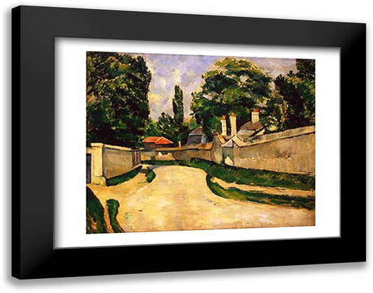Houses Along a Road, c.1881 28x22 Black Modern Wood Framed Art Print Poster by Cezanne, Paul