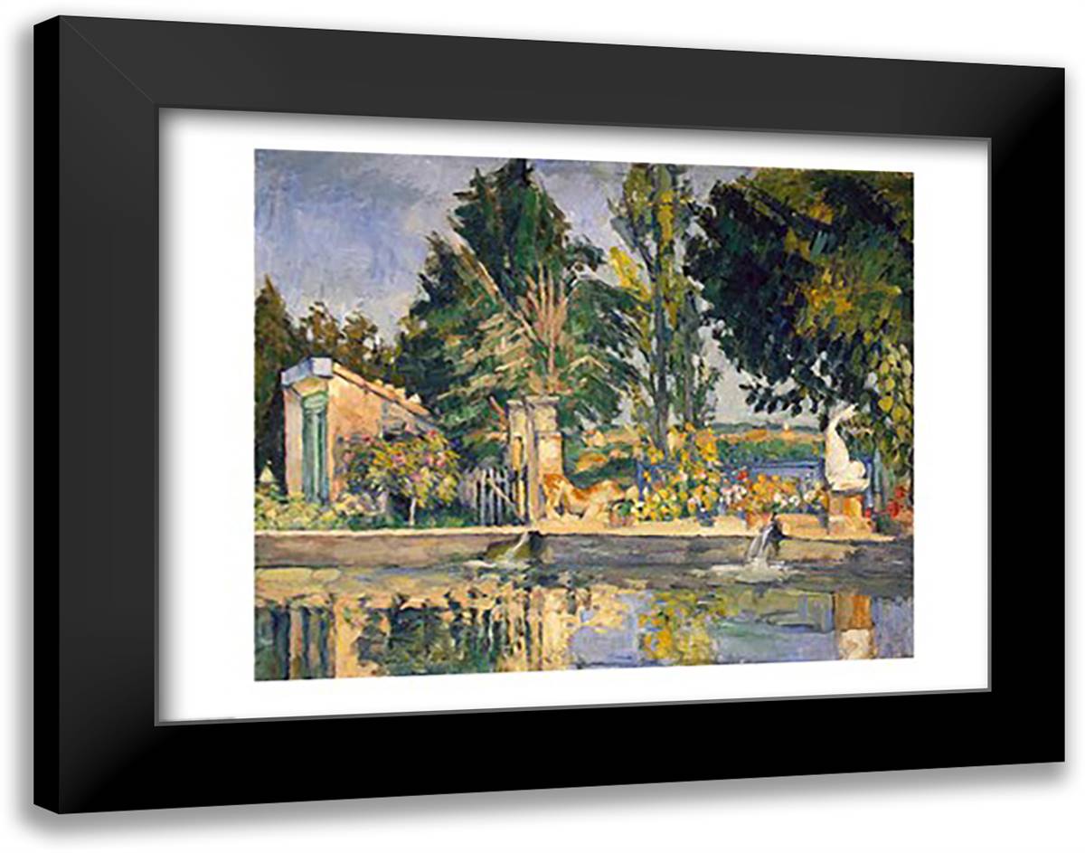 Jas de Bouffan, the pool, c.1876 28x22 Black Modern Wood Framed Art Print Poster by Cezanne, Paul