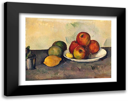 Still life with Apples, c.1890 28x22 Black Modern Wood Framed Art Print Poster by Cezanne, Paul