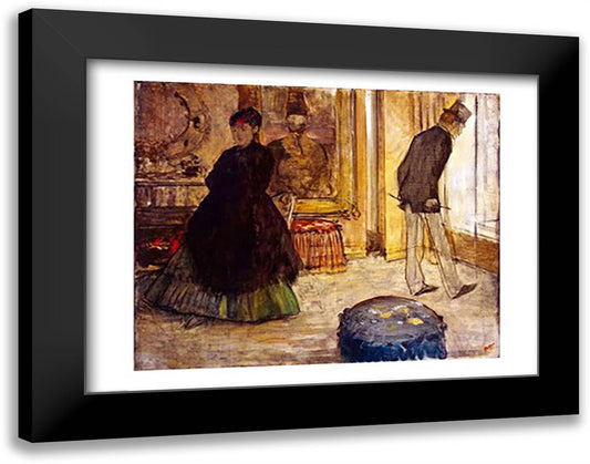 Interior with Two Figures, 1869 28x22 Black Modern Wood Framed Art Print Poster by Degas, Edgar