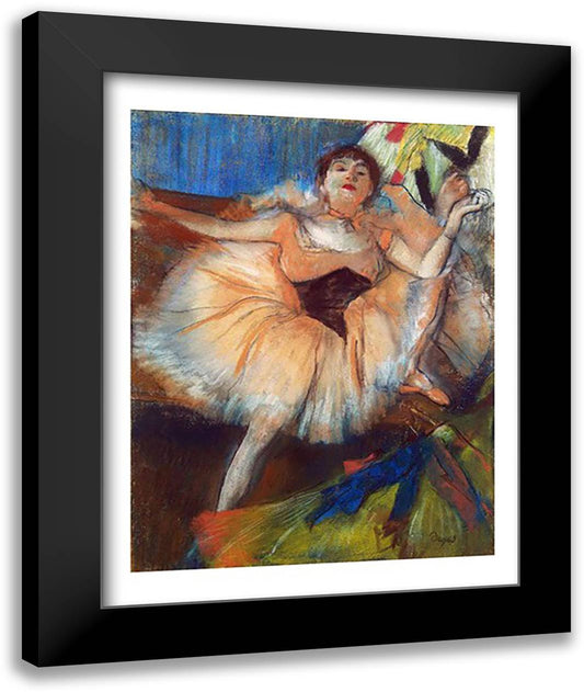 Seated Dancer 22x28 Black Modern Wood Framed Art Print Poster by Degas, Edgar
