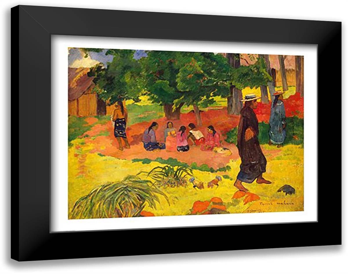 Taperaa Mahana, 1892 28x22 Black Modern Wood Framed Art Print Poster by Gauguin, Paul