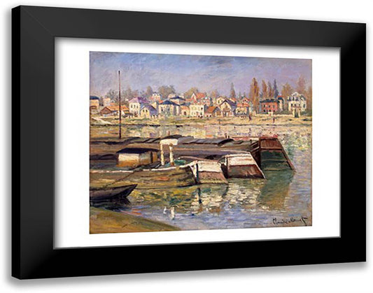 Seine at Asnieres, 1873 28x22 Black Modern Wood Framed Art Print Poster by Monet, Claude