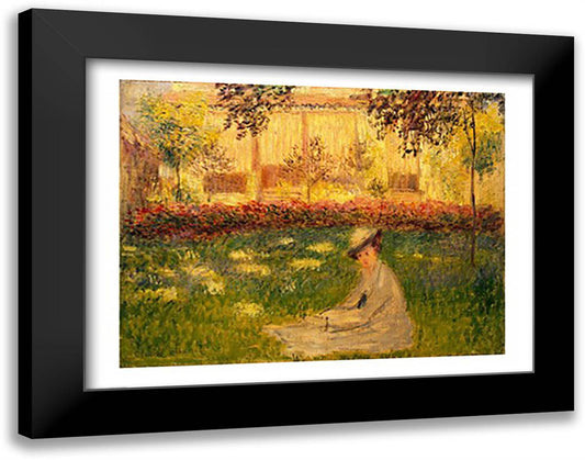 Woman in a Garden, 1876 28x22 Black Modern Wood Framed Art Print Poster by Monet, Claude