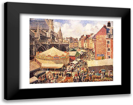 The Fair in Dieppe, Sunny Morning, 1901 28x22 Black Modern Wood Framed Art Print Poster by Pissarro, Camille