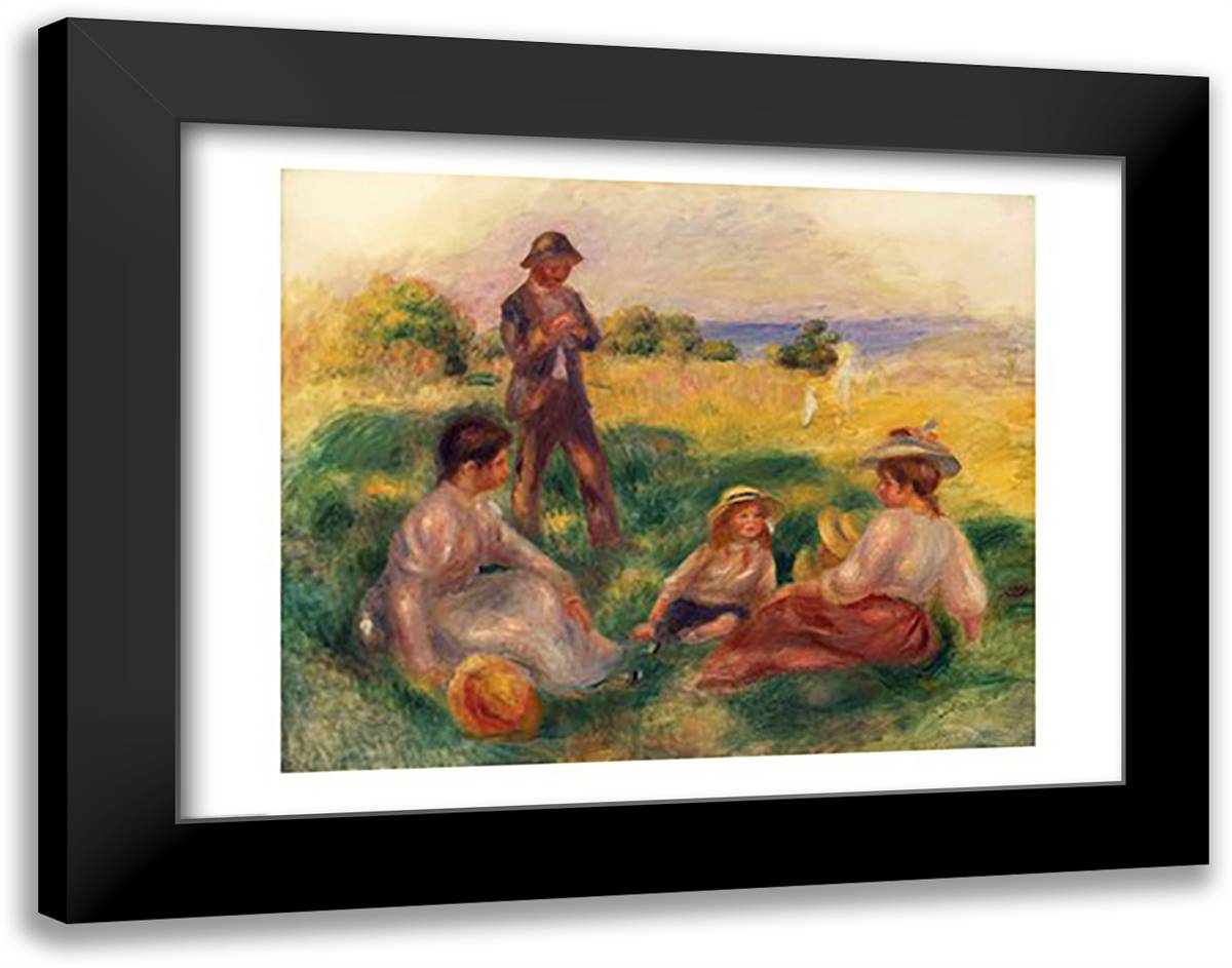 Party in the Country at Berneval, 1898 28x22 Black Modern Wood Framed Art Print Poster by Renoir, Pierre-Auguste