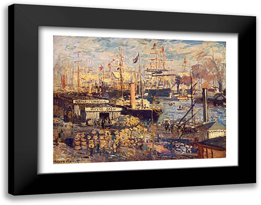 Grand Quai at Havre, 1872 28x22 Black Modern Wood Framed Art Print Poster by Monet, Claude