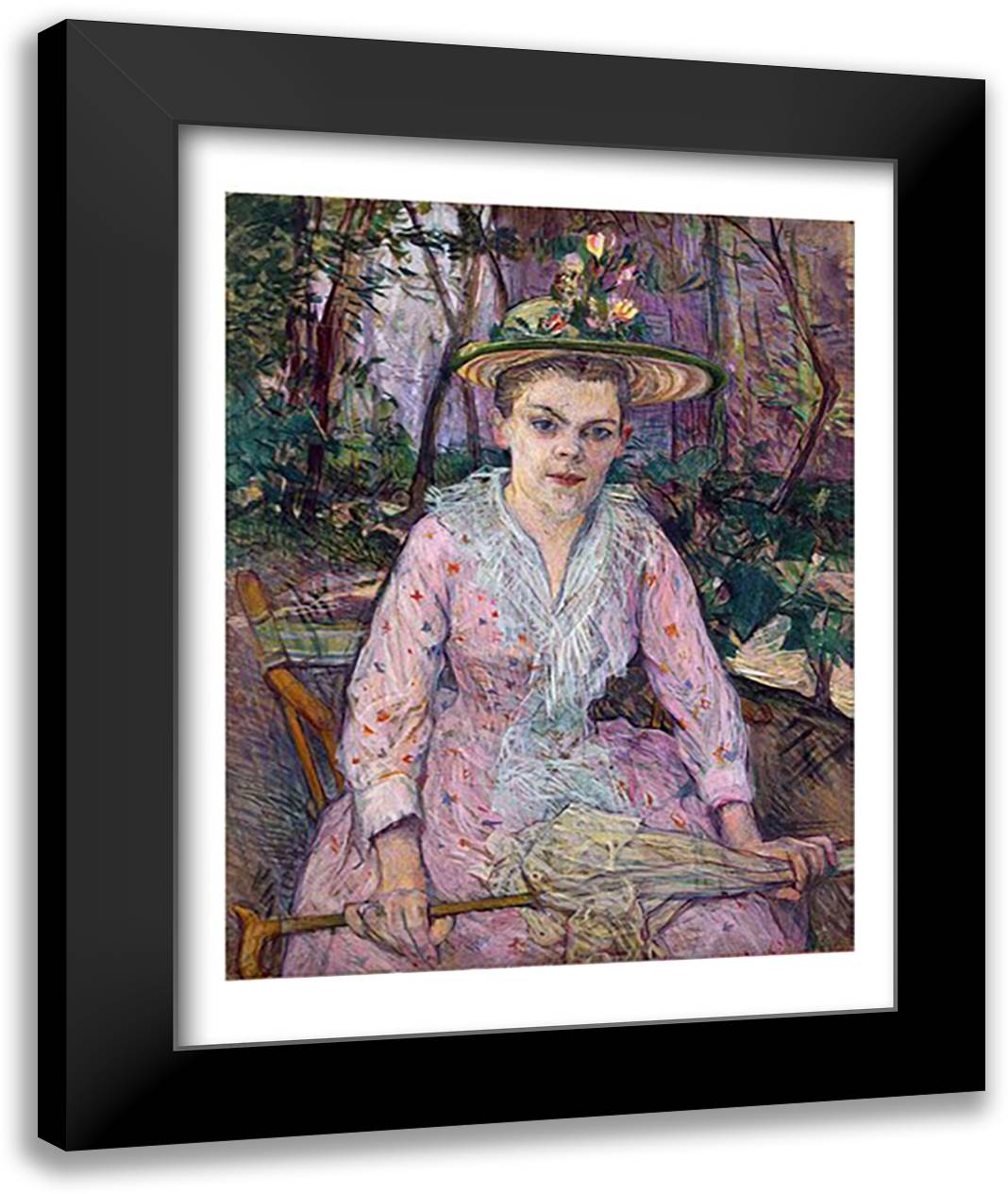 Woman with an Umbrella, 1889 22x28 Black Modern Wood Framed Art Print Poster by Toulouse-Lautrec, Henri de