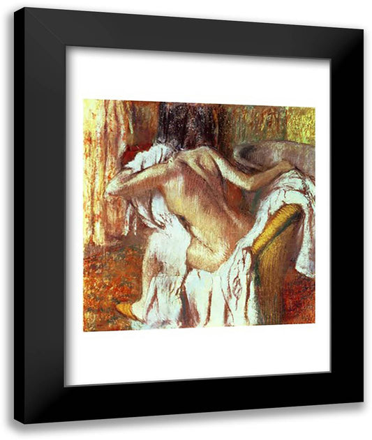 Woman drying herself 22x28 Black Modern Wood Framed Art Print Poster by Degas, Edgar