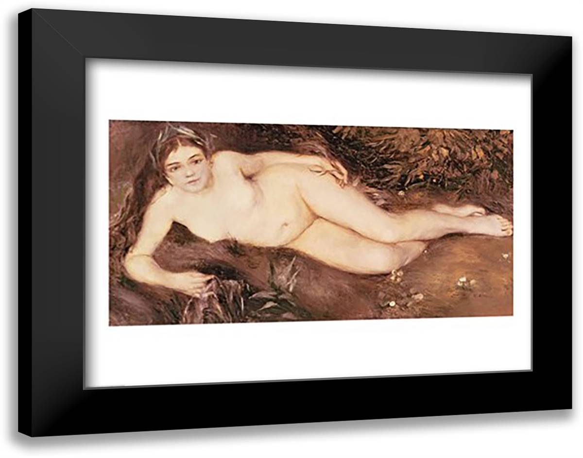 A Nymph by a Stream 28x22 Black Modern Wood Framed Art Print Poster by Renoir, Pierre-Auguste
