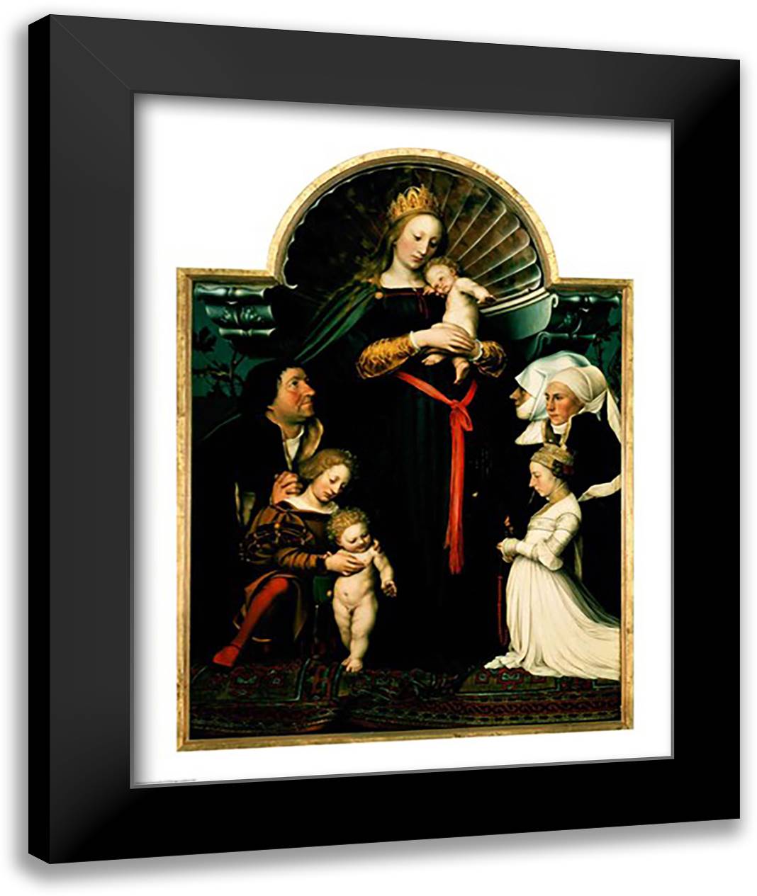 Madonna of the Burgermeister Meyer 22x28 Black Modern Wood Framed Art Print Poster by Holbein, Hans