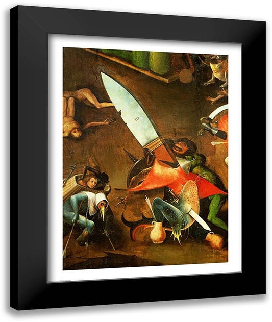 The Last Judgement (Altarpiece): Detail of the Dagger 22x28 Black Modern Wood Framed Art Print Poster by Bosch, Hieronymus