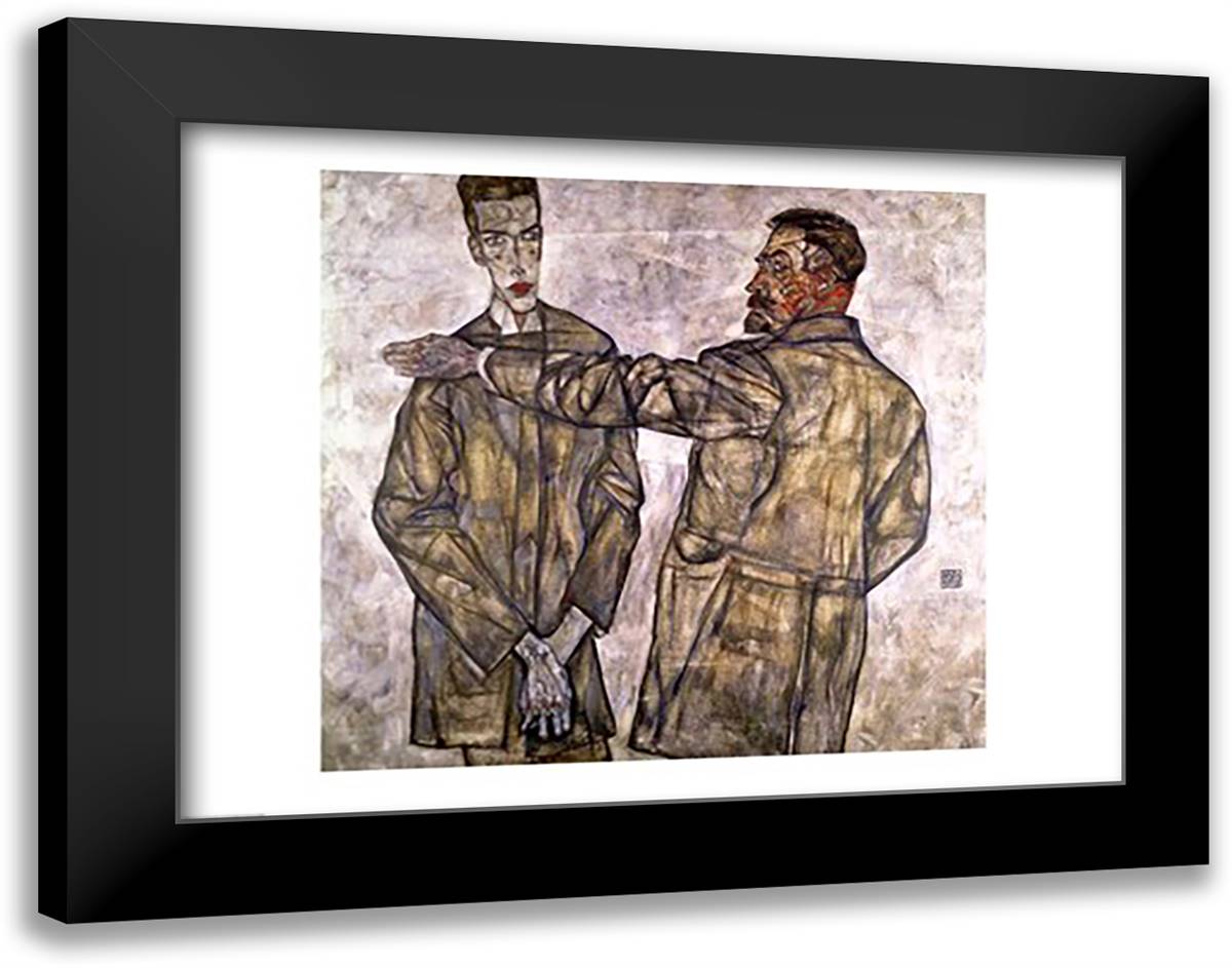 Double Portrait of Otto and Heinrich Benesch 28x22 Black Modern Wood Framed Art Print Poster by Schiele, Egon