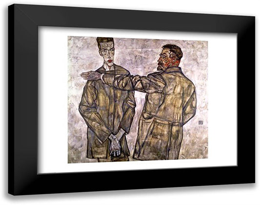 Double Portrait of Otto and Heinrich Benesch 28x22 Black Modern Wood Framed Art Print Poster by Schiele, Egon