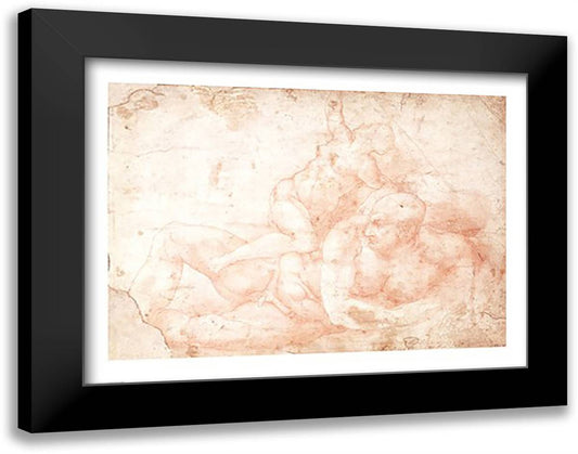 Study of a Male and Female Nude 28x22 Black Modern Wood Framed Art Print Poster by Michelangelo