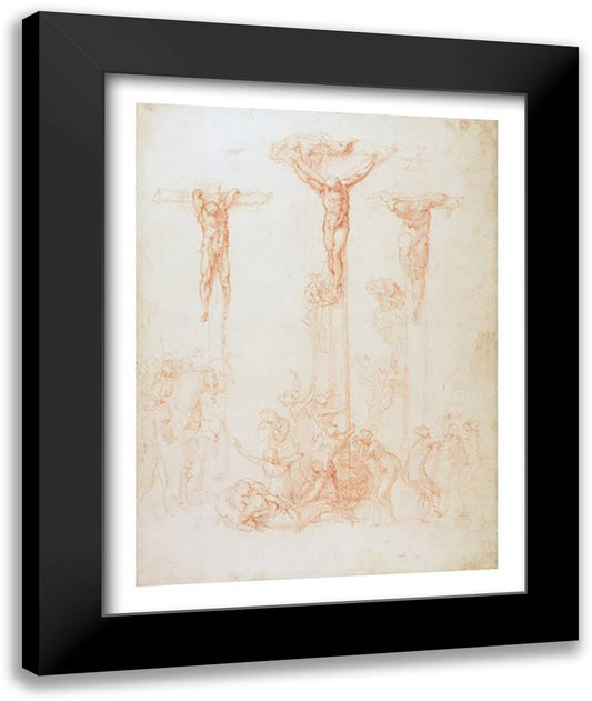 Study of Three Crosses 22x28 Black Modern Wood Framed Art Print Poster by Michelangelo