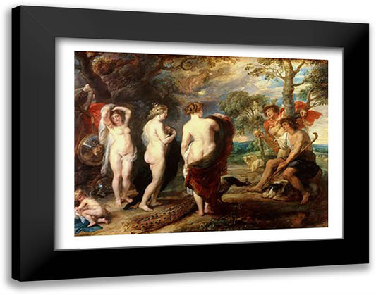 The Judgement of Paris 28x22 Black Modern Wood Framed Art Print Poster by Rubens, Peter Paul