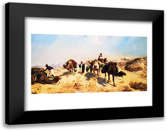 Crossing the Desert 28x22 Black Modern Wood Framed Art Print Poster by Gerome, Jean Leon