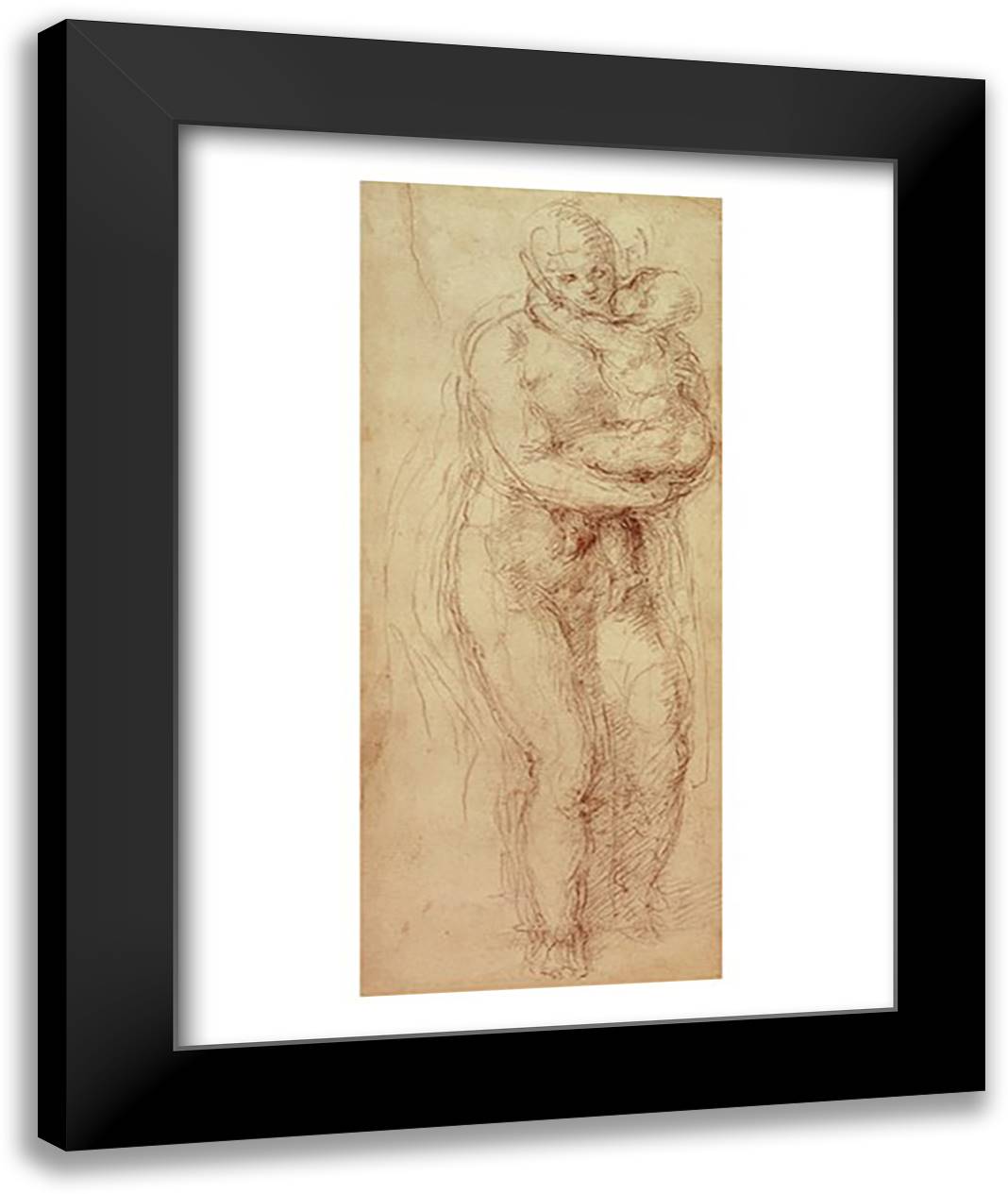 Madonna and Child 22x28 Black Modern Wood Framed Art Print Poster by Michelangelo